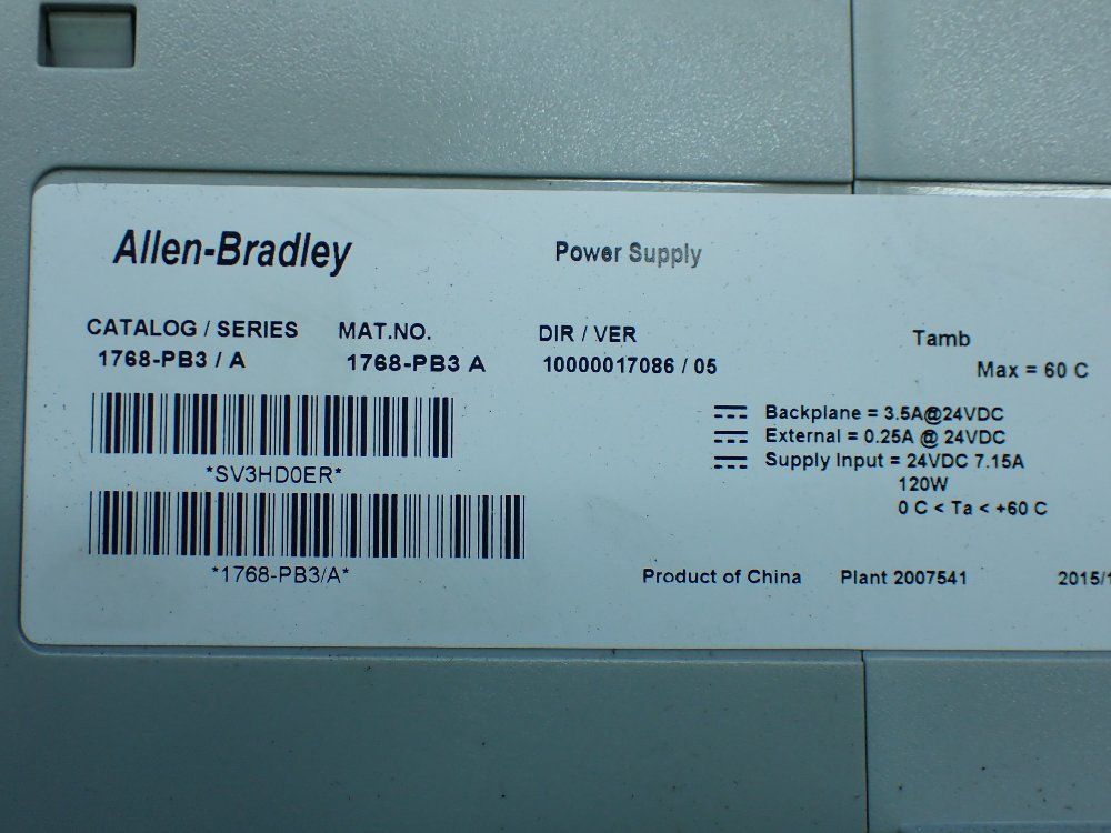 Allen-bradley Controllogix Power Supply Unit - 1768-pb3