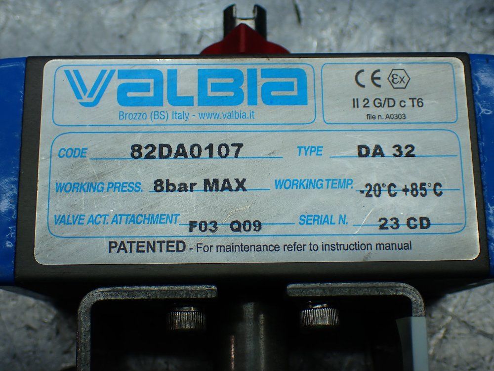 Valbia Pneumatic Brass Ball Valve Actuator. - 82da0107