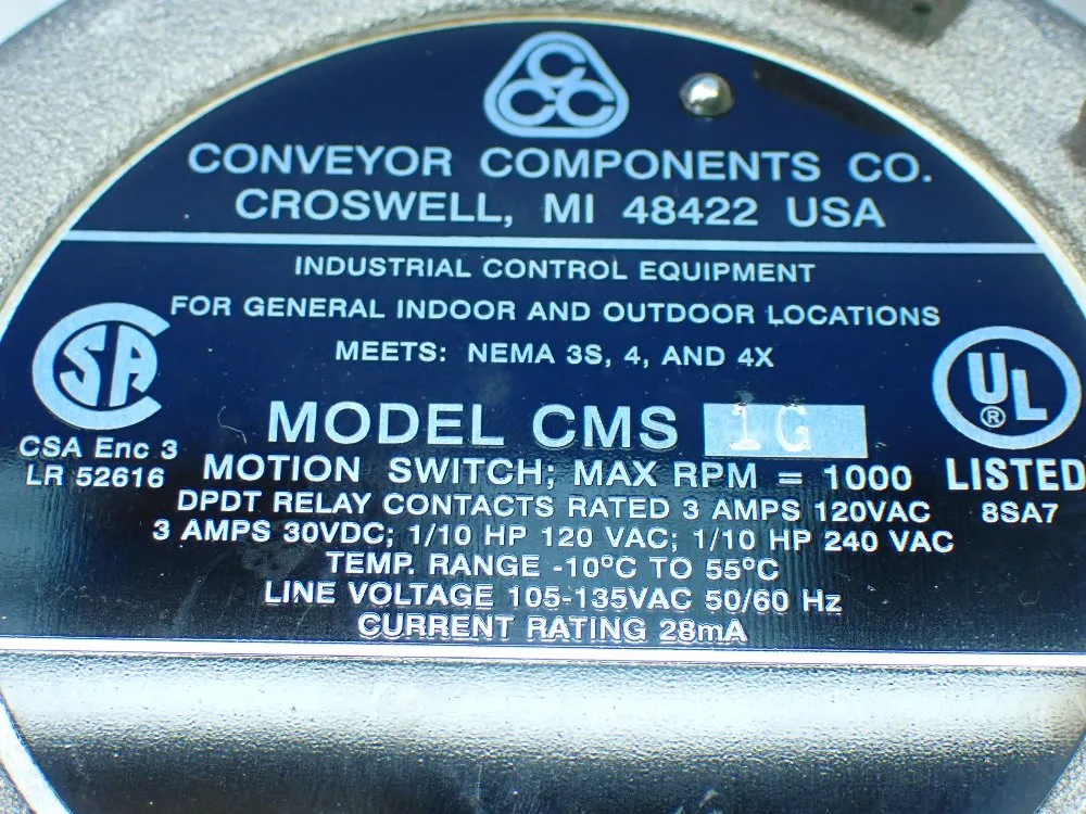 Conveyor Components Zero Speed Control Motion Switch - Cms1g