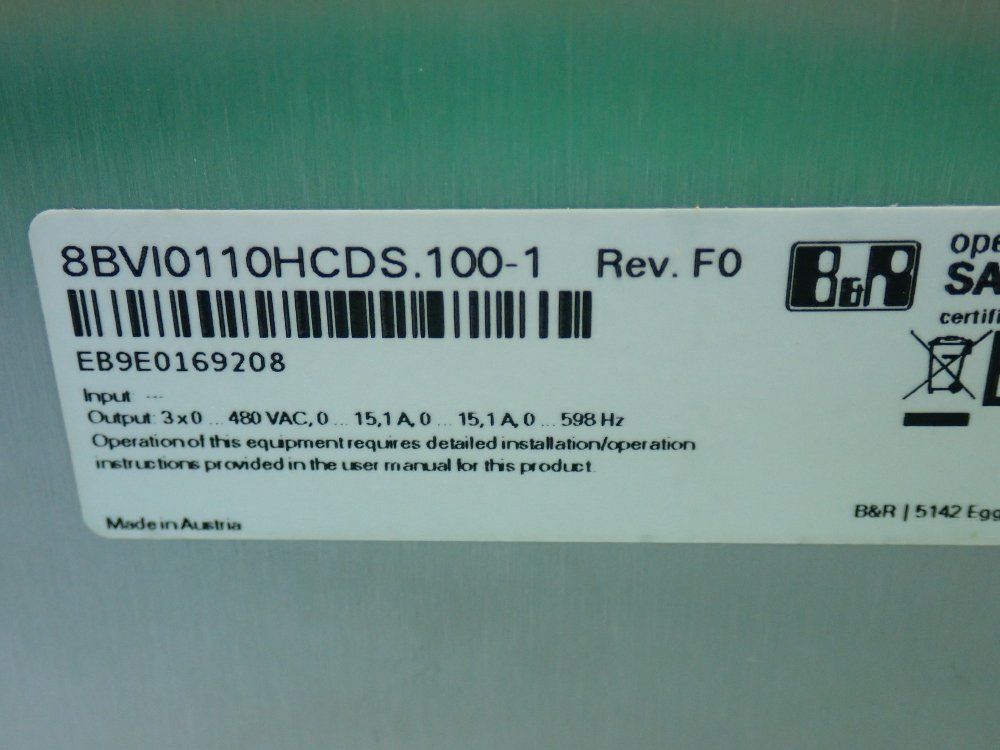 B&r Servo Control Drive - 8bvi0110hcds.100-1