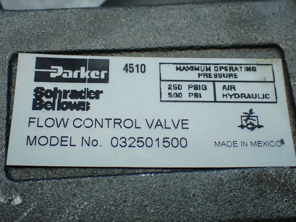 Parker 250psig Air, 500psi Hydraulic Flow Control Valve. - 032501500