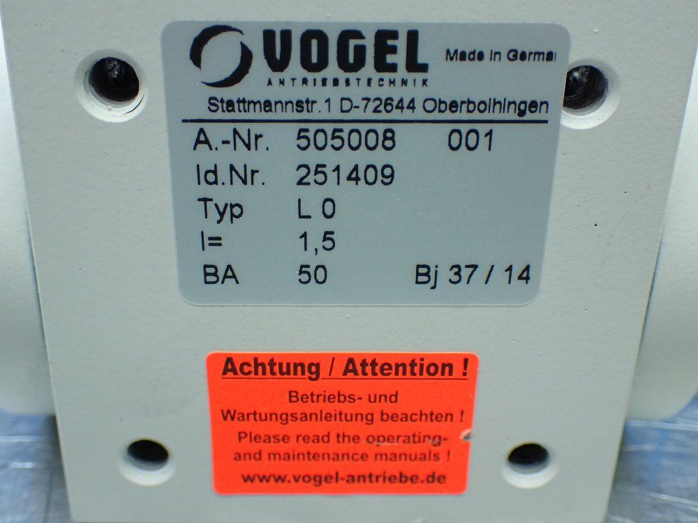 Vogel Right Angle Gearbox. 505008 001 - 251409