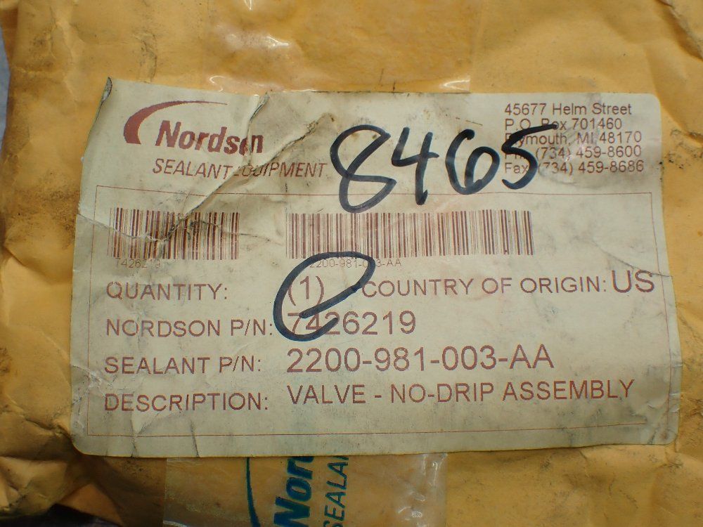 Nordson No Drip Valve Assembly. - 7426219