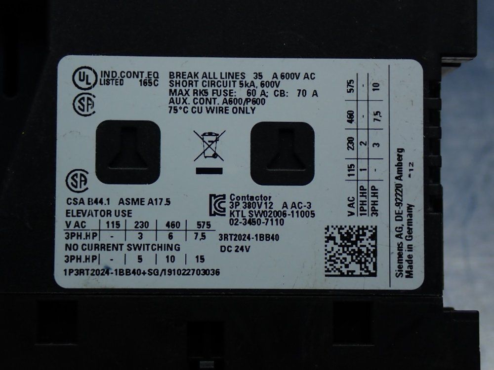 Siemens Contactor Unit - 3rt2024-1bb40