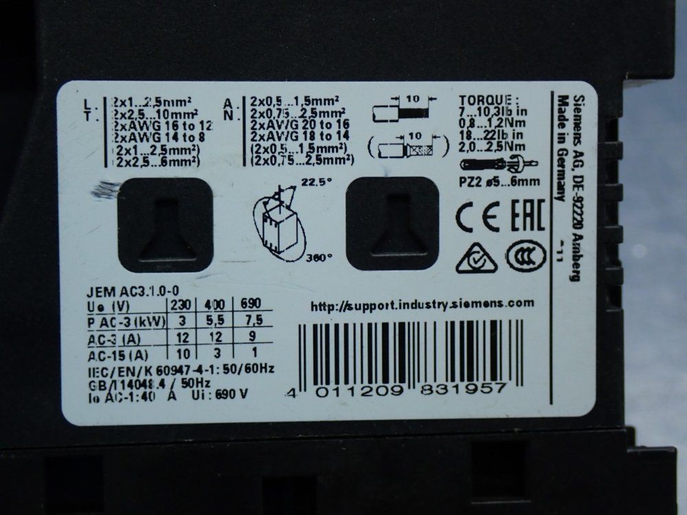 Siemens Contactor Unit - 3rt2024-1bb40