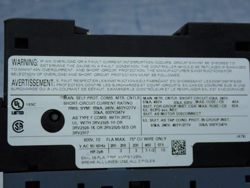 Siemens Circuit Breaker - 3rv2011-1ja10