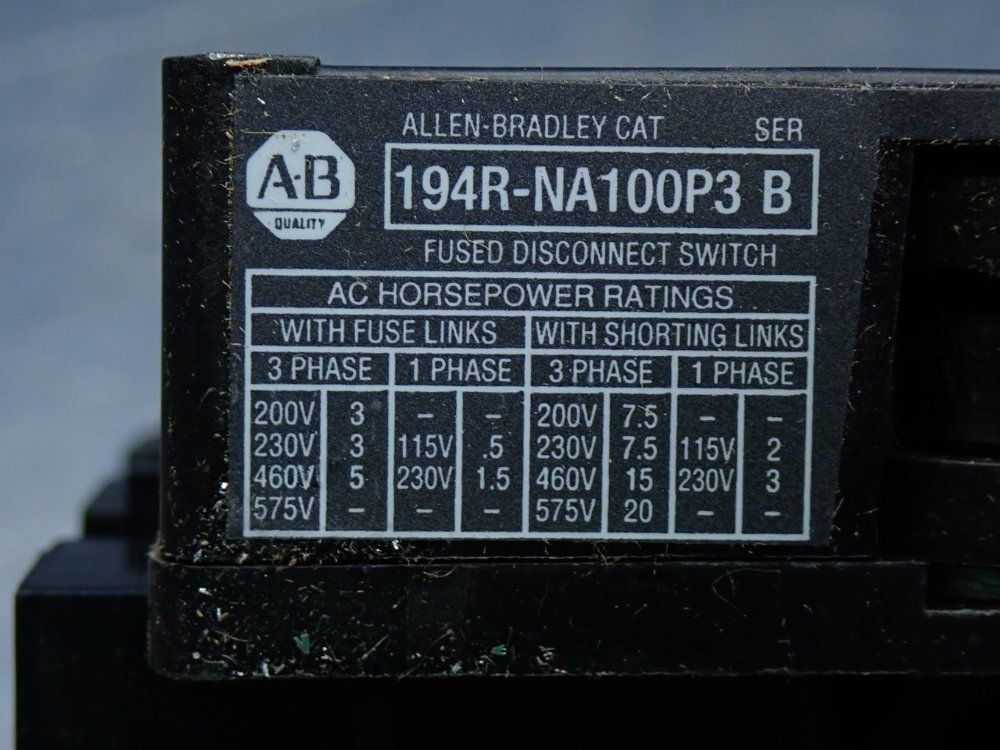 Allen Bradley Disconnect Switch - 194r-na100p3