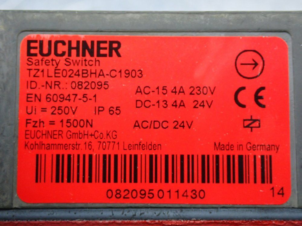 Euchner Tz-series Mechanical Interlock Safety Switch - Tz1le024bha-c1903