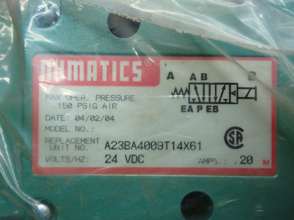 Numatics 150psig Pneumatic Solenoid Valve - A23ba4009t14x61
