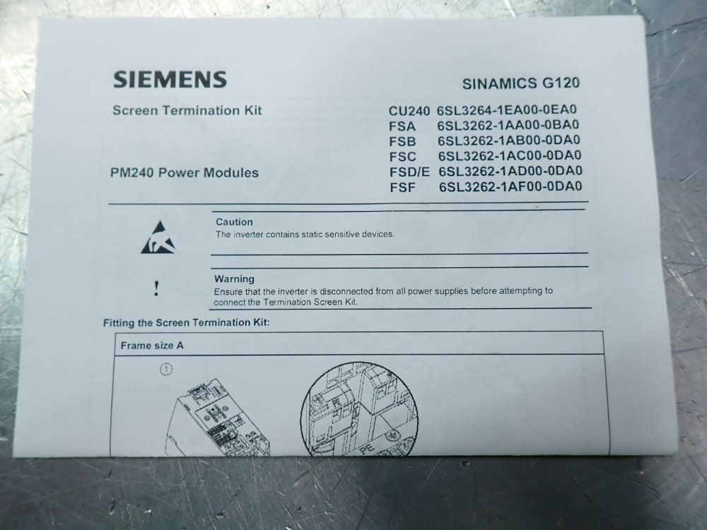 Siemens Power Module Fsb Pm240 Sinamics Screening Kit - 6sl3262-1ab00-0da0