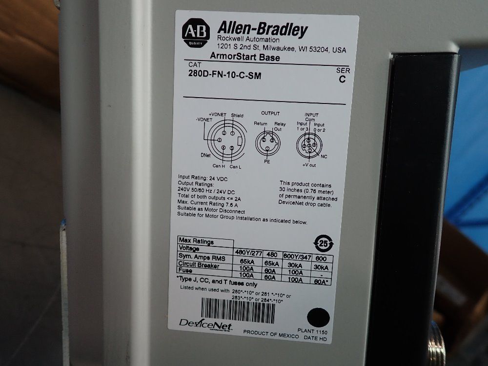 Allen Bradley 3 Meter Armor Start Control Module - 280d-f12z-10c-cr-sm