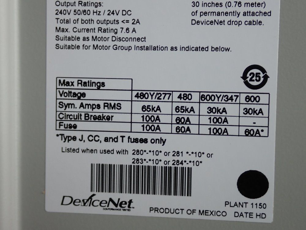 Allen Bradley 3 Meter Armor Start Control Module - 280d-f12z-10c-cr-sm