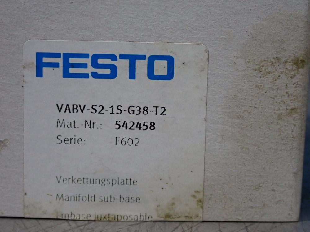 Festo Manifold Sub Base - Vabv-s2-1s-g38-t2