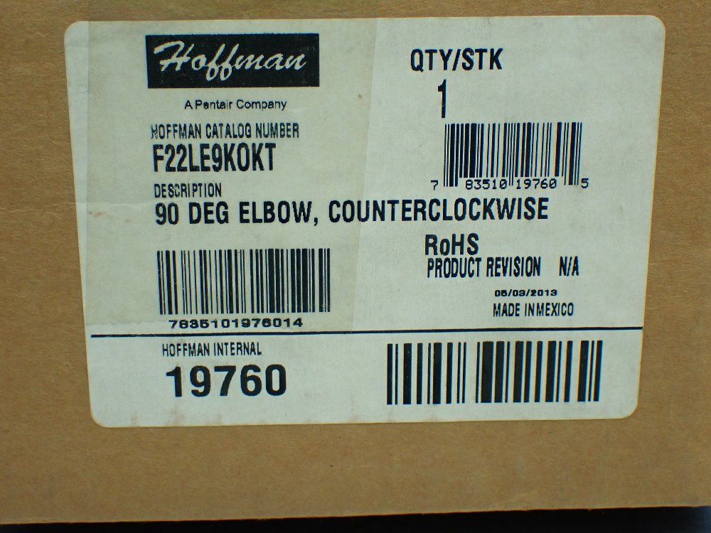 Hoffman Counter Clockwise 90 Deg Wireway Elbow - F22le9kokt