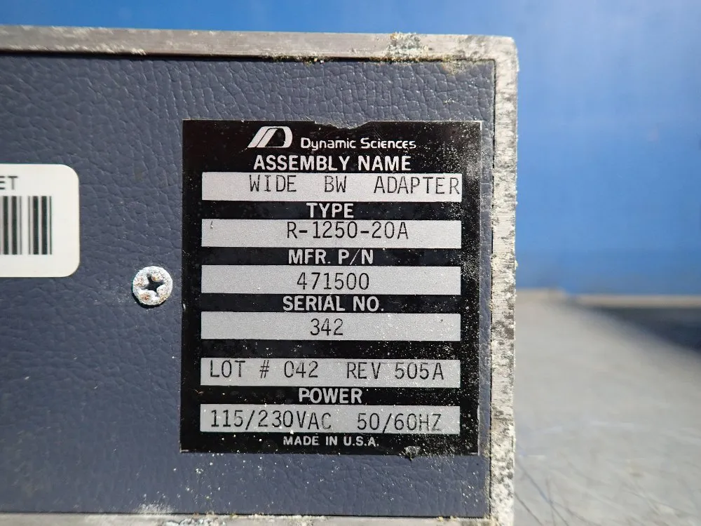 Dynamic Sciences Wide Bw Adapter - R-1250-20a