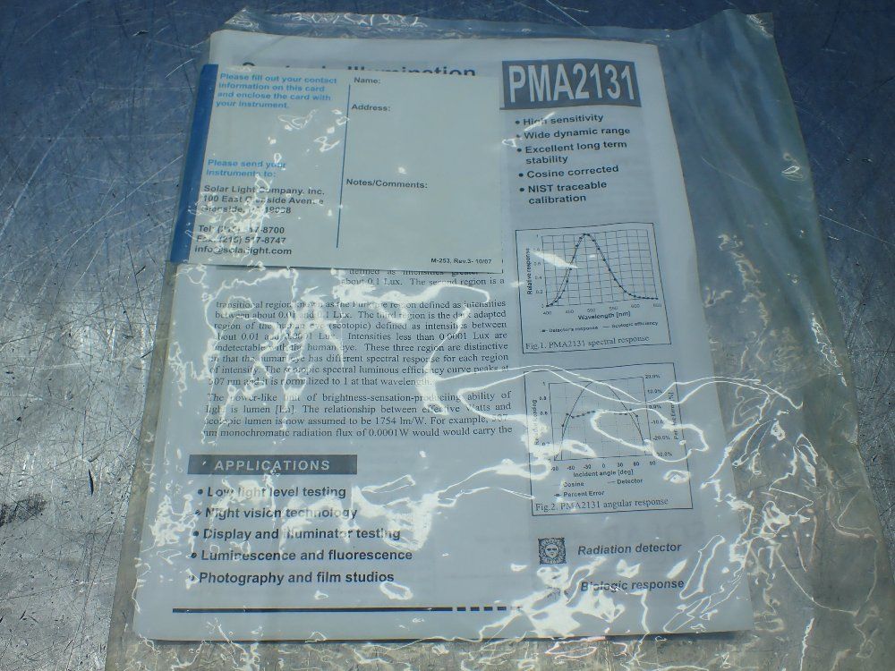 Solar Light Co Photometer / Radiometer - Pma2200