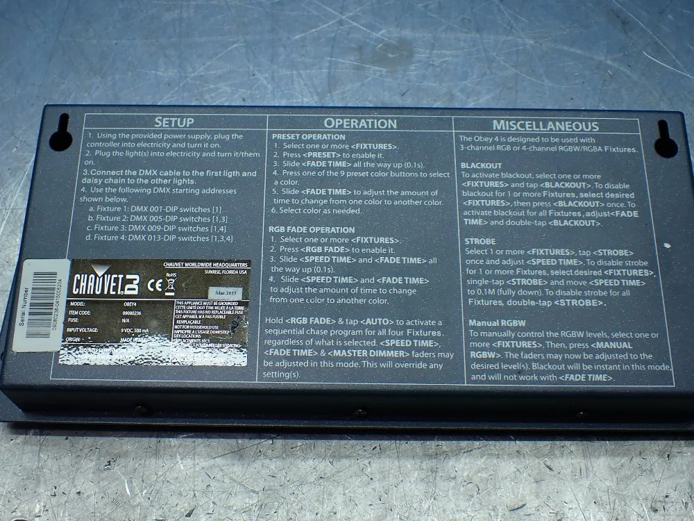 Chauvet Compact Dj Dmx Led Lighting Controller - Obey4