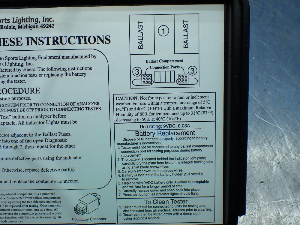 Qualite Sports Lighting Maintenance And Diagnostic System - Model 98
