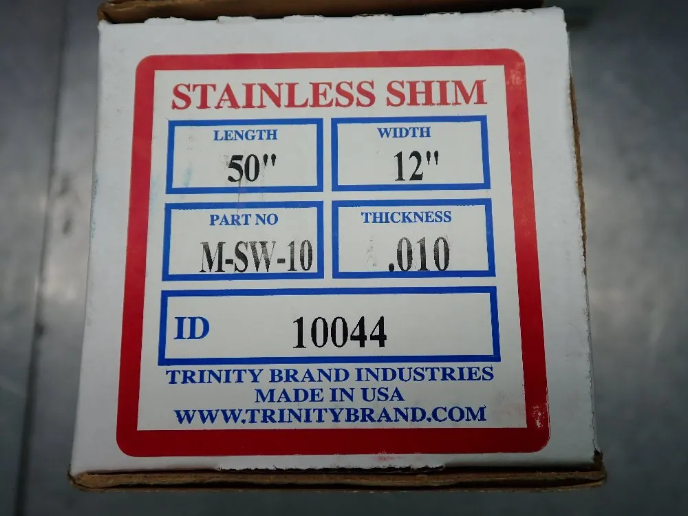 Trinity Brand Industries .010"x12"x50" Stainless Shim Stocks 3 Pcs - M-sw-10