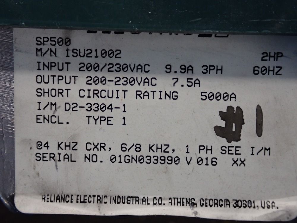 Reliance Electric 2 Hp Vs Drive - Sp500
