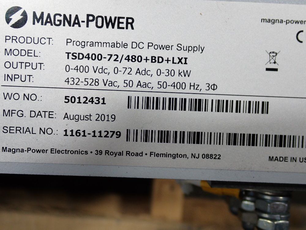 Magna-power Programable Dc Power Supply - Tsd400-72/480+bd+lxi