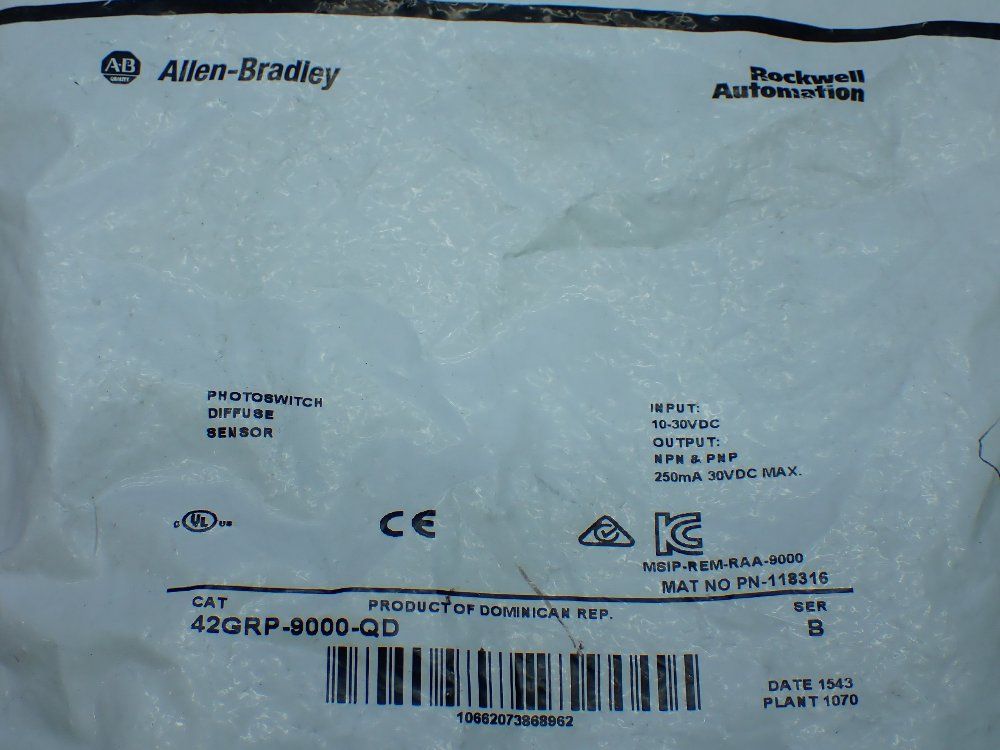 Allen-bradley Photoswitch Photoelectric Sensor. - 42grp-9000-qd