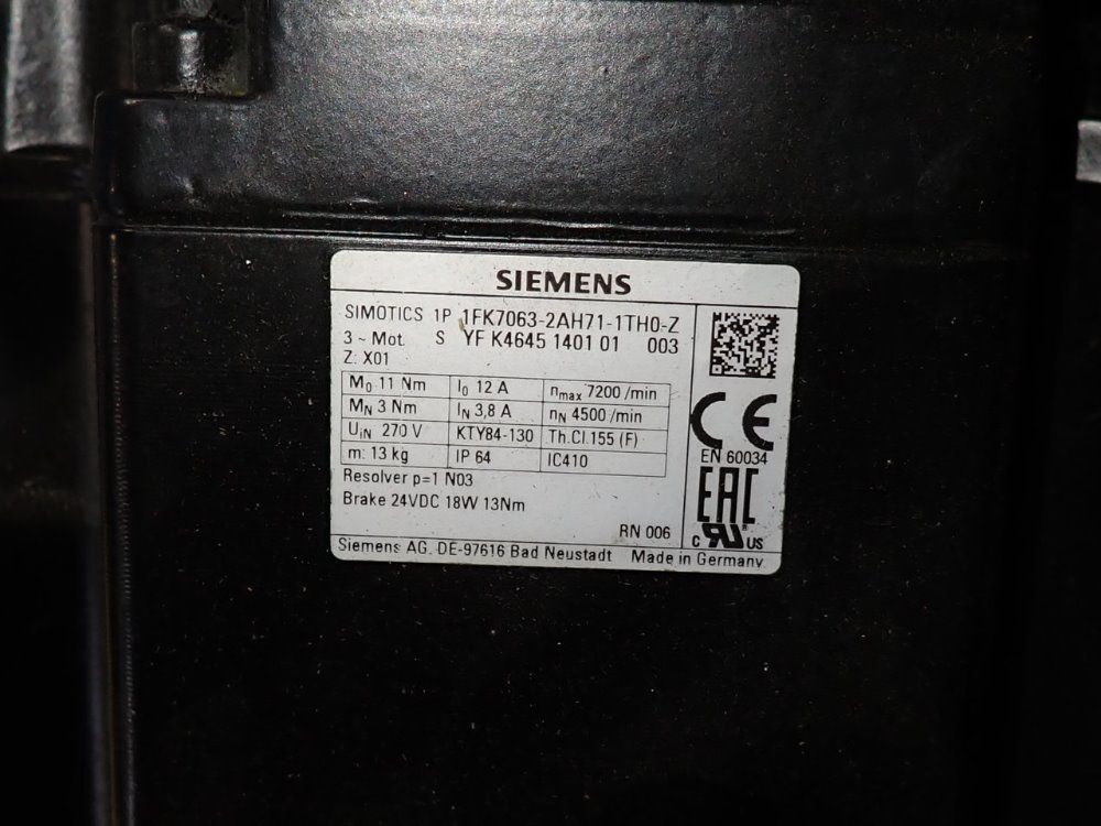 Siemens Servo Motor - 1fk7063-2ah71-1th0-z