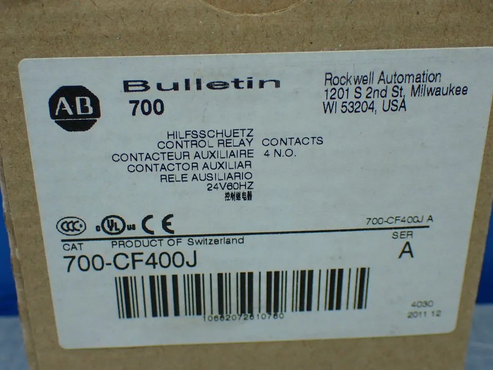 Allen-bradley Control Relay. - 700-cf400j
