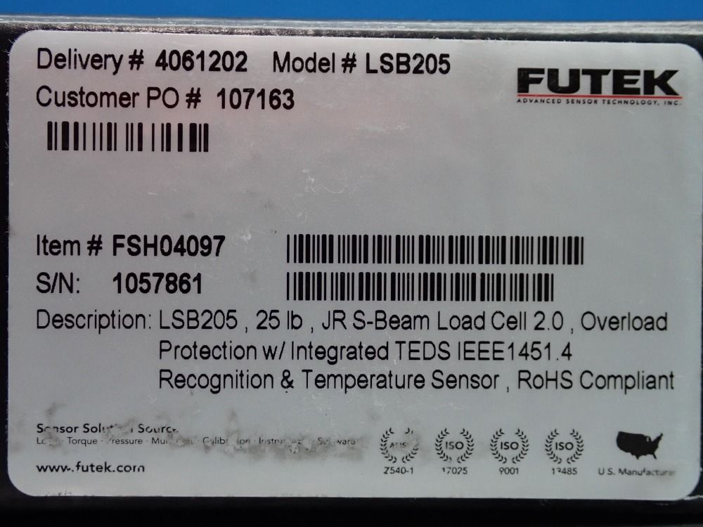 Futek 25 Lbs Jr S-beam Load Cell 2.0 - Fsh04097