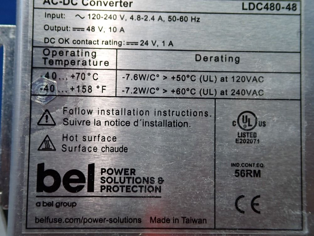 Bel Power Supply, 48vdc - Ldc480