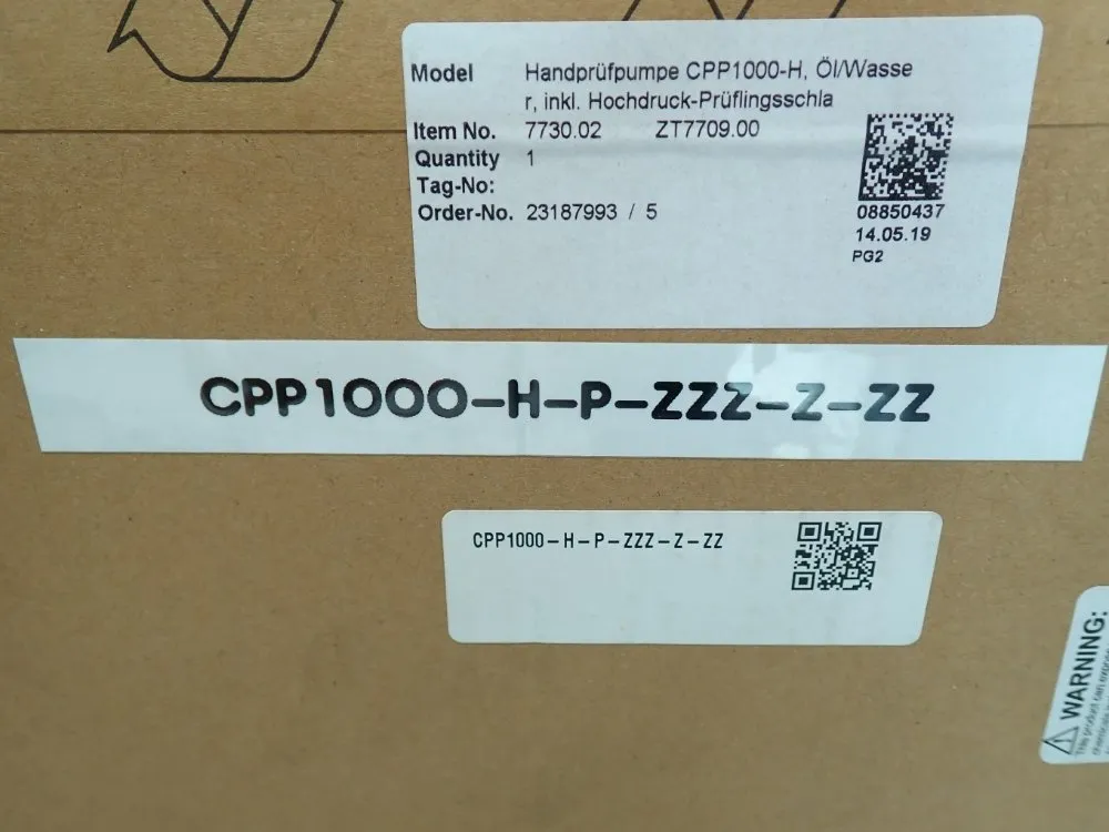 Wika 1000bar 14,500psi Max Hydraulic Hand Pump - Cpp1000-h-p-zzz-z-zz