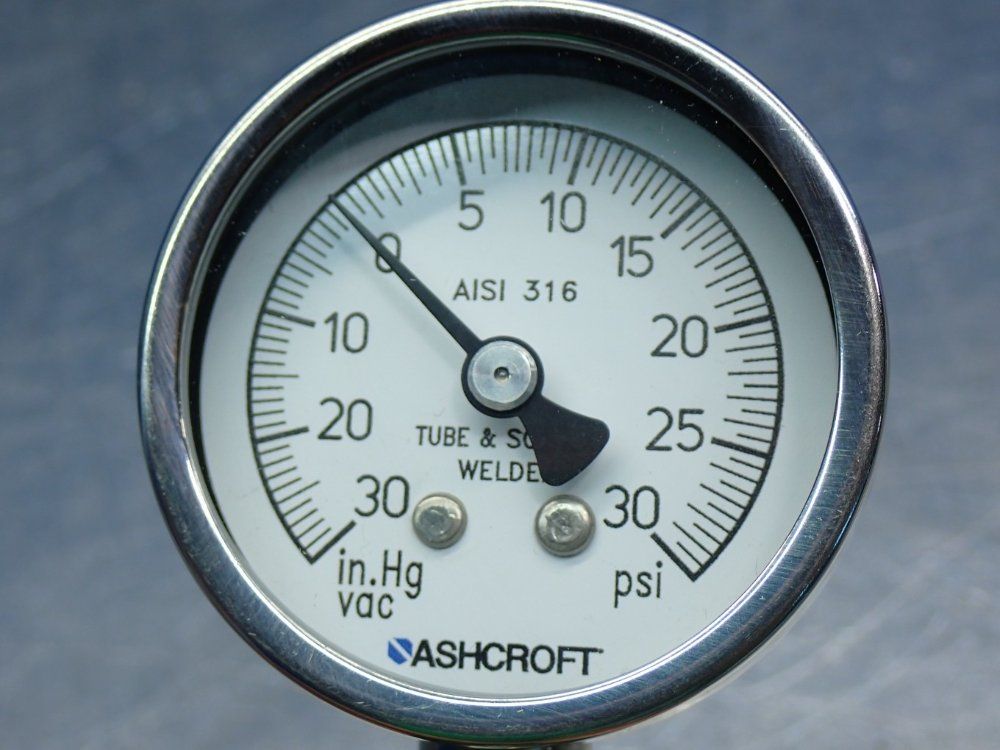 Ashcroft 0-30 Psi Sanitary Pressure Gauge - 201032s75l30imv&30#
