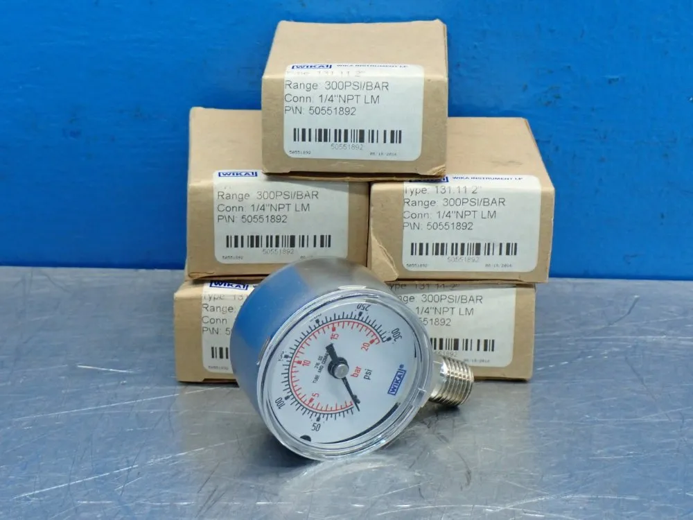Wika 300psi, 1/4"npt Lm 131.11 Bourdon Tube Pressure Gauge, 5pcs - 50551892