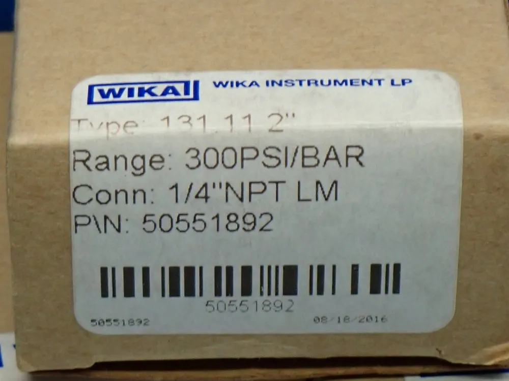 Wika 300psi, 1/4"npt Lm 131.11 Bourdon Tube Pressure Gauge, 5pcs - 50551892