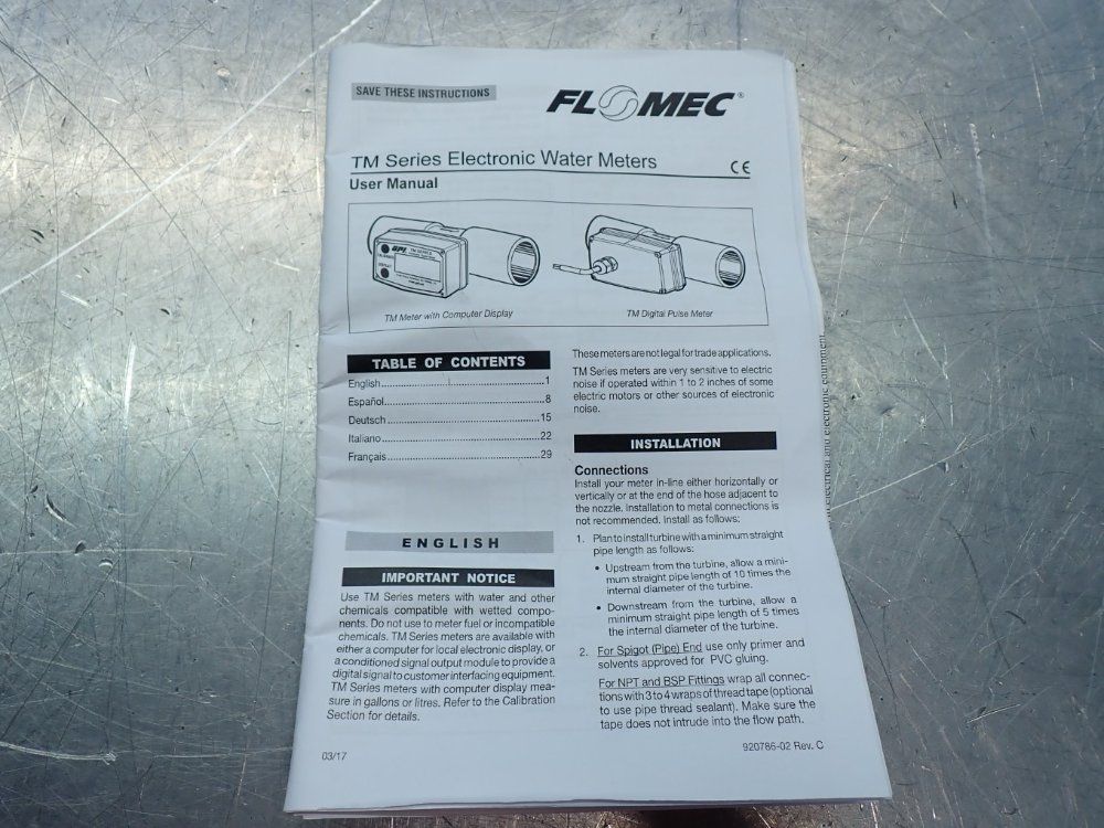 Flomec Tm-series Electronic Water Meter - Tm050