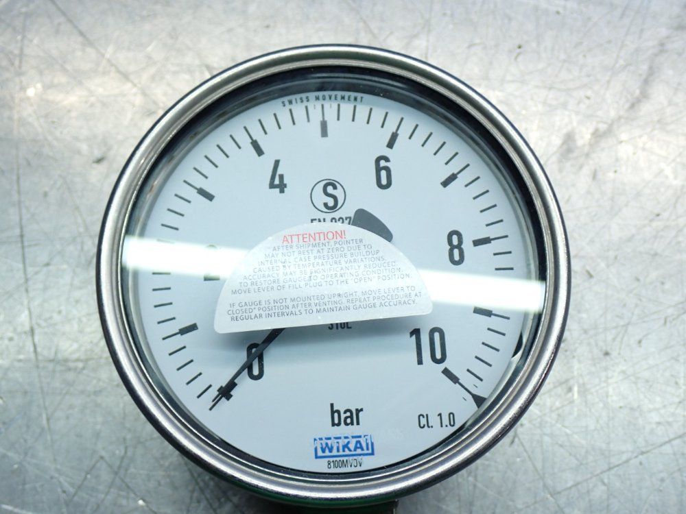Wika 4", 10bar Bourdon Tube Pressure Gauge 232.30 - 232.30