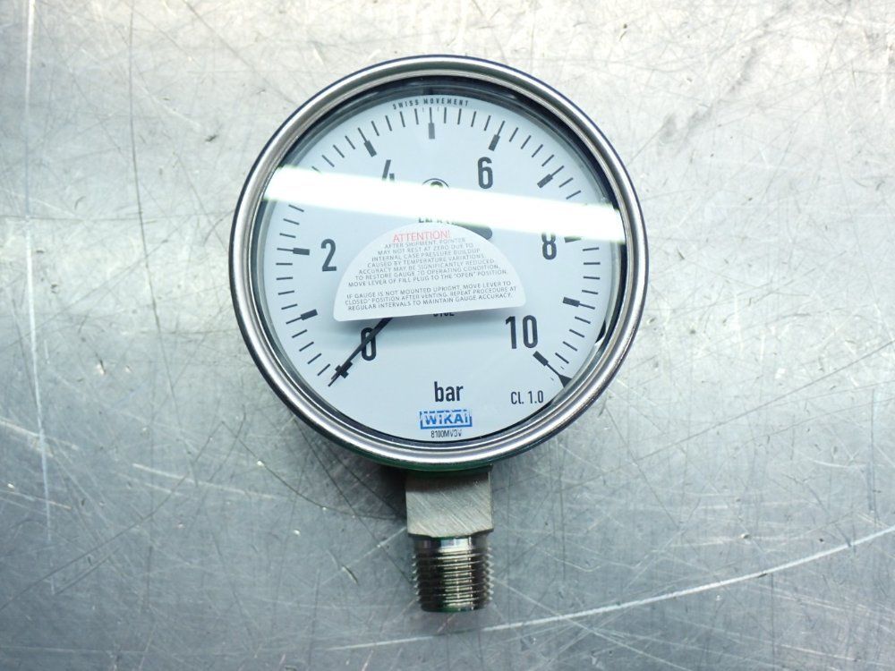 Wika 4", 10bar Bourdon Tube Pressure Gauge 232.30 - 232.30