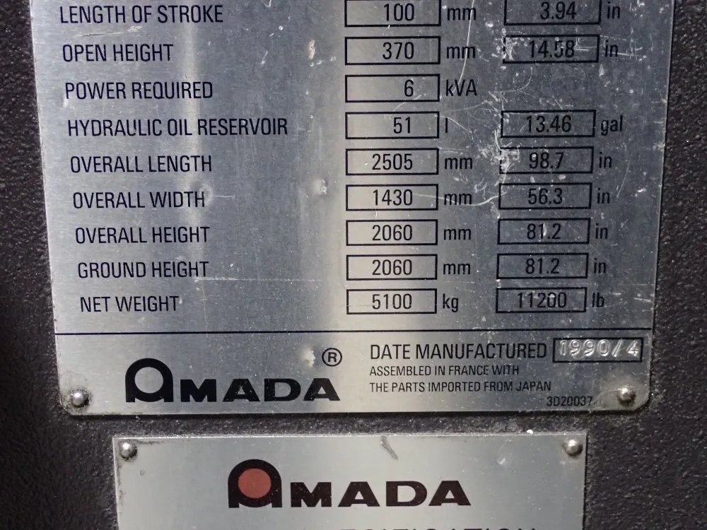 Amada 88 Ton X 94" Press Brake - Rg-80