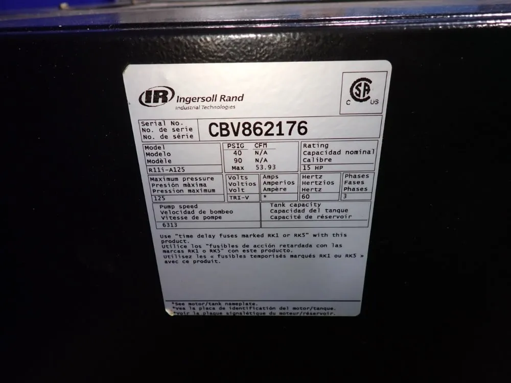 Ingersoll Rand 15 Hp Air Compressor - R11i-a125