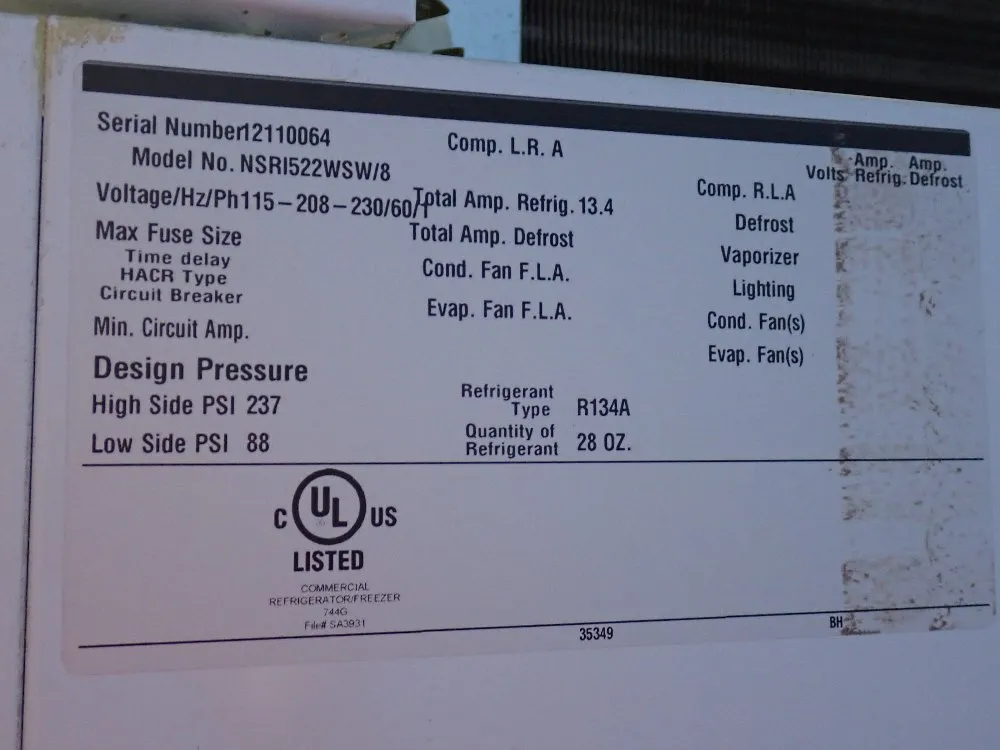 Norlake Scientific Commercial Refrigerator - Nsr1522wsw/8