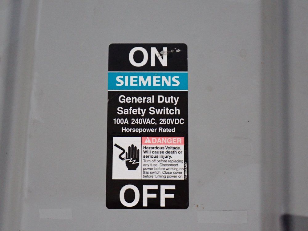 Siemens 100 Amp / 240 Vac Non Fusible Disconnect