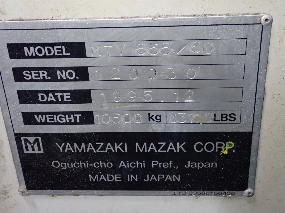 Mazak 68" X 25" Cnc Vmc - Mtv 655/60