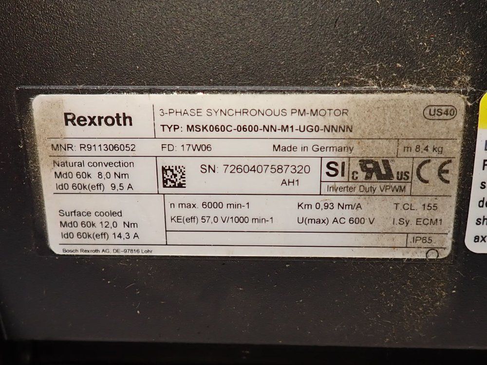 Rexroth Synchronous Pm-motor - Msk060c-0600-nn-m1-ug0-nnnn