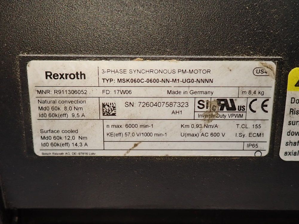 Rexroth Synchronous Pm-motor - Msk060c-0600-nn-m1-ug0-nnnn