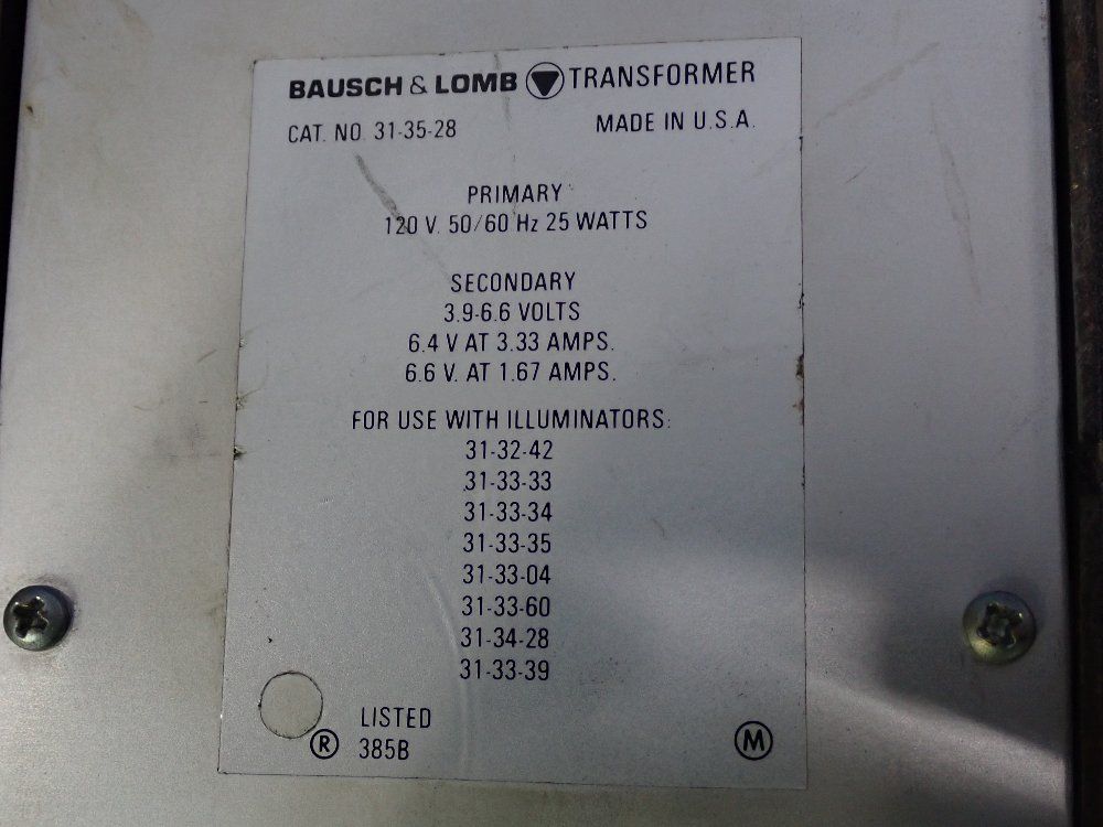 Bausch And Lomb Illuminator With Transformer - 31-25-28