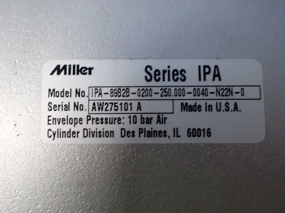 Miller Cylinder - Ipa-89b2b-0200-250.000-0040-n22n-0