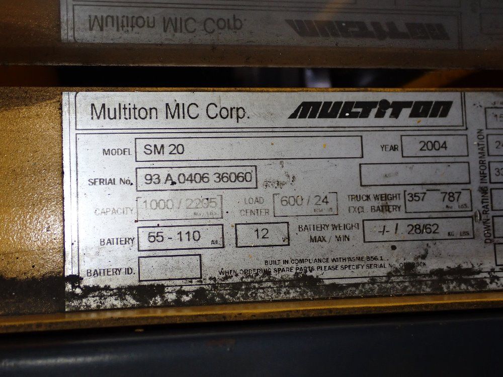 Multiton 2205 Lbs Electric Walk Behind Forklift - Sm 20