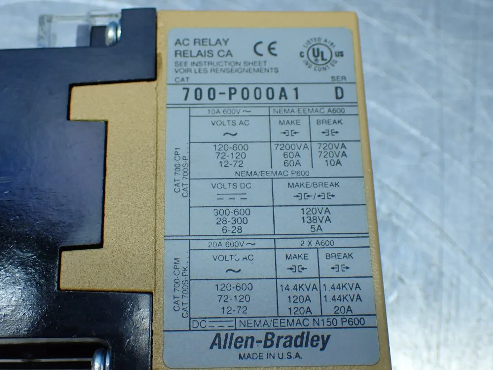Allen-bradley Type P Control Relay - 700-p000a1