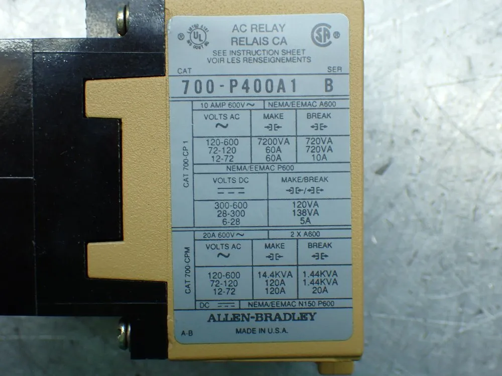 Allen-bradley Type P Control Relay - 700-p400a1