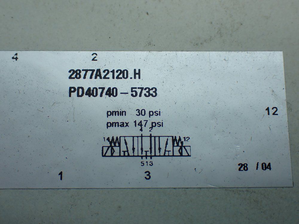 Ross Pmin 30psi, Pmax 147psi Pneumatic Solenoid Valve - 2877a2120.h